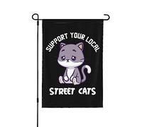 Sostieni la tua bandiera locale per gatti di strada Sostieni la tua bandiera locale per gatti di strada Bandiere da giardino personalizzate 12x18 Bandiera da giardino bifacciale per l'estate