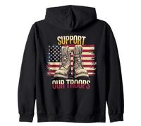 Sostieni le nostre truppe US Military Combat Boots Veterans Day Felpa con Cappuccio