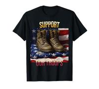 Sostieni le nostre truppe US Military Combat Boots Veterans Day Maglietta