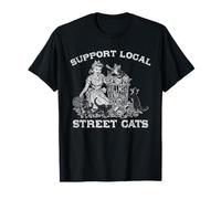 Sostieni Local Street Cats - Retro Lady con gattini randagi Maglietta