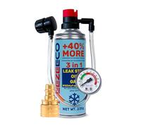 sostitutivo gas r1234yf, kit ricarica, ricarica aria condizionata auto, FREEZEECO 3in1 HOBBY con tubo flessibile integrato con manometro e adattatore