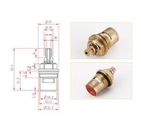 Sostituzione Cartuccia In Ottone Con Disco Ceramico Valvola Del Rubinetto Quarto Di Giro G1/2" X 42.5 Mm X 6 Mm Lunghezza Scanalatura 20 Denti