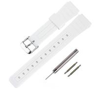 Sostituzione Cinturino TPU per Casio F-91W/F-84/F-94/F-105/F-108/A-158, cinturini per uomo e donna(White/Silver Buckle)