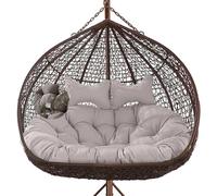 Sostituzione Cuscino Dondolo Da Esterno Doppio Cuscino Per Sedia A Uovo Con Cuscino 2 Posti Impermeabile Rimovibile Per Patio Esterno In Vimini Divano Doppio Sedia A Uovo Sospesa A Dondo(Color:Grigio)