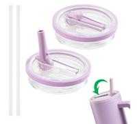 Sostituzione Del Coperchio Della Tazza Compatibile con Stanley Cup - Coperchi di ricambio riutilizzabili per Stanley da 40 oz, con 2 Cannucce, Anti-perdite e Anti-polvere(2 Pezzi, Viola Chiaro)