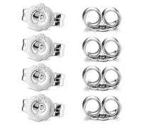 Sostituzione di Fermagli Orecchini in Argento Sterling 925, 8 Pz/4 Coppie Chiusure Farfalla/Clip Sicure, Per Chiodi, Creazione e Riparazione di Gioielli