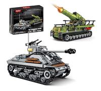 Sosuy Kit di carro armato WW2 in mattoncini per ragazzi e adulti, Militari Scala 1:32 Carro Sherman Americano e Mortaio Karl Tedesco Mobile Modellino Storico Dagli 8 anni e adulti 1117 Pezzi