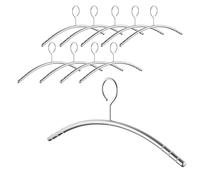 SOTECH 10 pezzi grucce di design in acciaio inox SS201 con anelli antiscivolo (occhiello girevole a 360 gradi, tubo tondo pieno Ø 12 mm x 433 mm, spazzolato)