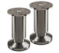 SOTECH 2 pezzi piedini per mobili TERRA altezza 100 mm acciaio inox look spazzolato regolabili in altezza fino a max. 15 mm, caricabili fino a 250 kg