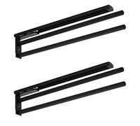 SOTECH 2 pezzi Portasciugamani in alluminio TED 2 bracci nero opaco (450-730 mm, estensibile, girevole) estraibile telescopico adatto per bagno o cucina
