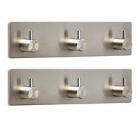 SOTECH 2 x Gancio da Parete PANDORA Tripli 180 x 45 x 29 mm Acciaio Inox | antiruggine Autoadesivi 3M per Cucina & Bagno per Stoviglie Portasciugamani Murali Binario