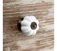 SOTECH 20 x Pomello per Mobili ANNA Ø 39 mm bianco con Base brunita Maniglia Pomello per Armadio Pomello in Porcellana Pomelli