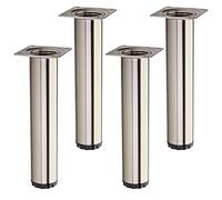 SOTECH 4 pezzi piedi di mobili BRAVO Altezza 200 mm (+ 10 mm) Ø 40 mm Aspetto in acciaio inos Altezza regolabile Gambe dell'armadio in acciaio caricabile fino a 50 kg per gamba di supporto