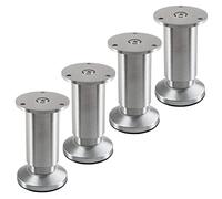 SOTECH 4 pezzi piedini per mobili TERRA altezza 100 mm alu spazzolato regolabili in altezza fino a max. 15 mm, caricabili fino a 250 kg/per piede