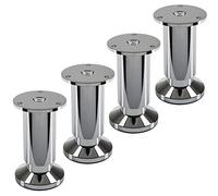 SOTECH 4 pezzi piedini per mobili TERRA altezza 100 mm in cromo lucido altezza regolabile fino a max. 15 mm, caricabili fino a 250 kg/ogni piede