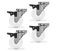 SOTECH 4 pezzi Ruote piroettanti Ruote SWIFT Ø 75 mm trasparenti con funzione di blocco caricabili fino a 140 kg (35 kg per ruota) Altezza 96 mm