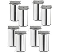 SOTECH 8 pezzi Piedi di mobili Echo 80 mm (+ 10 mm) Ø 40 mm cromo lucidato altezza variabile Piedi di armadi di alluminio