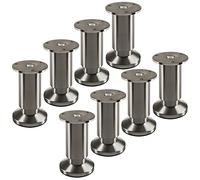 SOTECH 8 pezzi piedini per mobili TERRA altezza 100 mm acciaio inox spazzolato altezza regolabile fino a max. 15 mm, caricabile fino a 250 kg/per piede