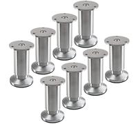 SOTECH 8 pezzi piedini per mobili TERRA altezza 100 mm alu spazzolato regolabili in altezza fino a max. 15 mm, caricabili fino a 250 kg/ogni piede
