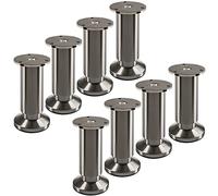 SOTECH 8 pezzi piedini per mobili TERRA altezza 120 mm acciaio inox spazzolato altezza regolabile fino a max. 15 mm, caricabile fino a 250 kg/per piede