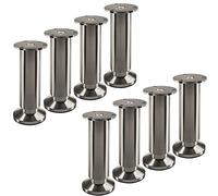 SOTECH 8 pezzi piedini per mobili TERRA altezza 150 mm acciaio inox spazzolato regolabili in altezza fino a max. 15 mm, caricabili fino a 250 kg/per piede