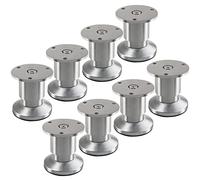 SOTECH 8 pezzi piedini per mobili TERRA altezza 50 mm alluminio spazzolato regolabili in altezza fino a max. 15 mm, caricabili fino a 250 kg