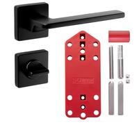 SOTECH ADAMO Set maniglia quadrata nera opaca per porta con rosette per maniglia per porta del bagno/WC, maniglia per porta, ferramenta per porta con materiale di montaggio e dima di foratura