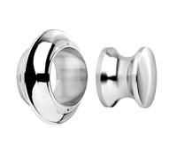 SOTECH Push-Lock pomolo Ø 23 mm cromo lucido incl. rosetta per porte di spessore 13 mm, pomolo per mobili adatto alla cremonese, serratura da superficie