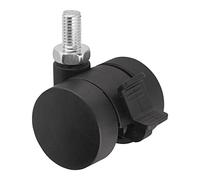 SOTECH Ruota per mobili AACHEN con filettatura M8 x 15 mm e freno (Ø 35 mm, capacità di carico 40 kg per ruota, ruotabile di 360 gradi, nero)