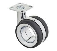 SOTECH ruota per mobili premium Düsseldorf Ø 75 mm (altezza 98,5 mm, cromo/nero, piastra a vite 47 x 47 mm) Ruota di design perfetta per mobili moderni e classici