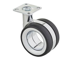 SOTECH ruota per mobili premium Düsseldorf Ø 75 mm (altezza 98,5 mm, cromo/nero, piastra a vite 47 x 47 mm) Ruota di design perfetta per mobili moderni e classici