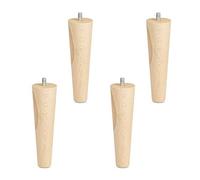 SOTECH Set 4 Piedini per Mobili Faggio Legno Grezzo 150 mm/forma conica Ø 45/25 mm con bullone filettaura M8