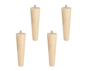 SOTECH Set 4 Piedini per Mobili Faggio Legno Grezzo 150 mm/forma conica Ø 45/25 mm con bullone filettaura M8