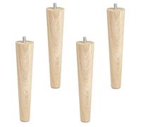 SOTECH Set 4 Piedini per Mobili Quercia Legno Grezzo 200 mm/forma conica Ø 45/25 mm con bullone filettaura M8