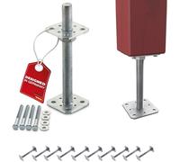 SOTECH set di 10 supporti per pali 80 x 80 x 250 mm filettatura M24 acciaio | zincato a caldo connettore piastra di base regolabile in altezza per avvitamento resistente alle intemperie