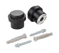 SOTECH set di 2 fermaporta a pavimento STOPPER (Ø 36 mm, altezza 32 mm, acciaio, verniciato a polvere nero opaco) Fermaporta con tampone