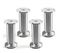 SOTECH Set di 4 piedini per mobili ALPHA piedini regolabili per zoccolo alluminio spazzolato, carico fino a 250 kg Altezza: 120 mm