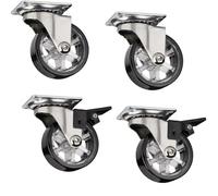 SOTECH Set di 4 rotelle decorative per mobili RAPID - Ø 50 mm nero 2 | x con freno + 2 senza portata 35 Kg, altezza 64 mm