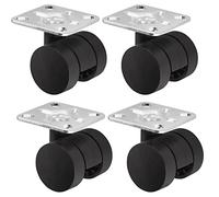 SOTECH Set di 4 Ruote per mobili AACHEN con piastra di montaggio (Ø 35 mm, 40 kg di capacità di carico per ruota, ruotabile di 360 gradi, nero)