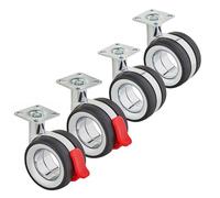 SOTECH set di 4 ruote per mobili di alta qualità Düsseldorf Ø 75 mm | altezza 98,5 mm, cromo/nero, 2x girevoli, 2x con freno, piastra di montaggio 47 x 47 mm Ruota di trasporto per moderni