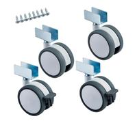 SOTECH set di 4 ruote per mobili Hamm Ø 63 mm altezza 74,5 mm | bianco/grigio, portata 35 kg 2x piroettanti, 2x con freno, profilo a U per pareti di 19 mm di spessore