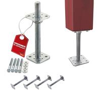 SOTECH set di 4 supporti per pali 80 x 80 x 250 mm filettatura M24 acciaio zincato a caldo supporto asta di supporto regolabile in altezza base del palo per avvitamento resistente alle intemperie