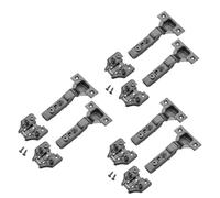 SOTECH Set di 6 cerniere T45 con fermo centrale, con viti per legno, colore nero, ammortizzate a 105°, con piastra di montaggio a croce per porte semi-aperte