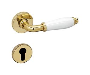 SOTECH Set di maniglia a leva MATTEO ottone ottica - porta bianco Raccordo | camera a antica porte interne vintage Profilo cilindro PZ con viti