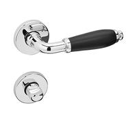 SOTECH Set di maniglie per porte MATTEO cromate lucide per nero opache | interne vintage Maniglia per bagno WC - Set con viti