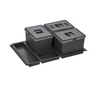 SOTECH Sistema per Pattumiera DRAW 12+12+12L / Pattumiera con Coperchio/Sistema per Rifuti/Sistema per Raccolta Differenziata/per Cassettoni Estraibili di 80 cm