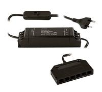 SOTECH Trasformatore 220-240V nero 12V/30W Convertitore con Interruttore | a Scorrimento e Distributore da 6 poli
