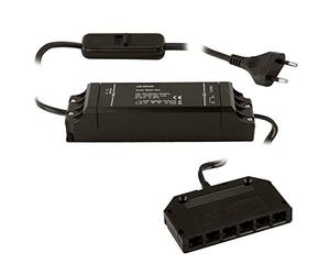 SOTECH Trasformatore 220-240V nero 12V/30W Convertitore con Interruttore | a Scorrimento e Distributore da 6 poli
