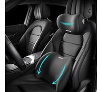 Sothuba Kit di cuscino di supporto lombare per auto e cuscino per il collo dell'auto, ergonomico poggiatesta e cuscino lombare con cinghia regolabile per alleviare il dolore al collo, per sedia da