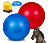 Sotiff 2 palline per cavalli da 101 cm per giocare, grandi palline da pastore per cavalli, anti-scoppio, gigante, giocattolo per cavalli, con pompa inclusa (blu e rosso, 100 cm)